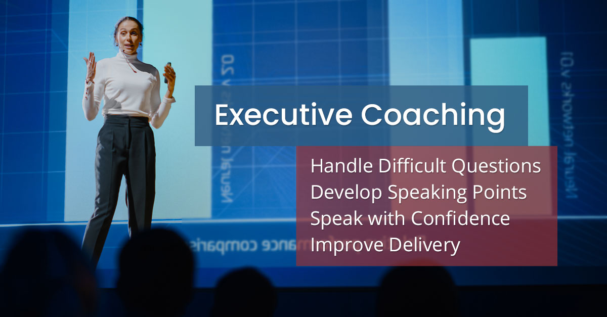 Photo of an executive presenting, demonstrating the value and importance of executive coaching